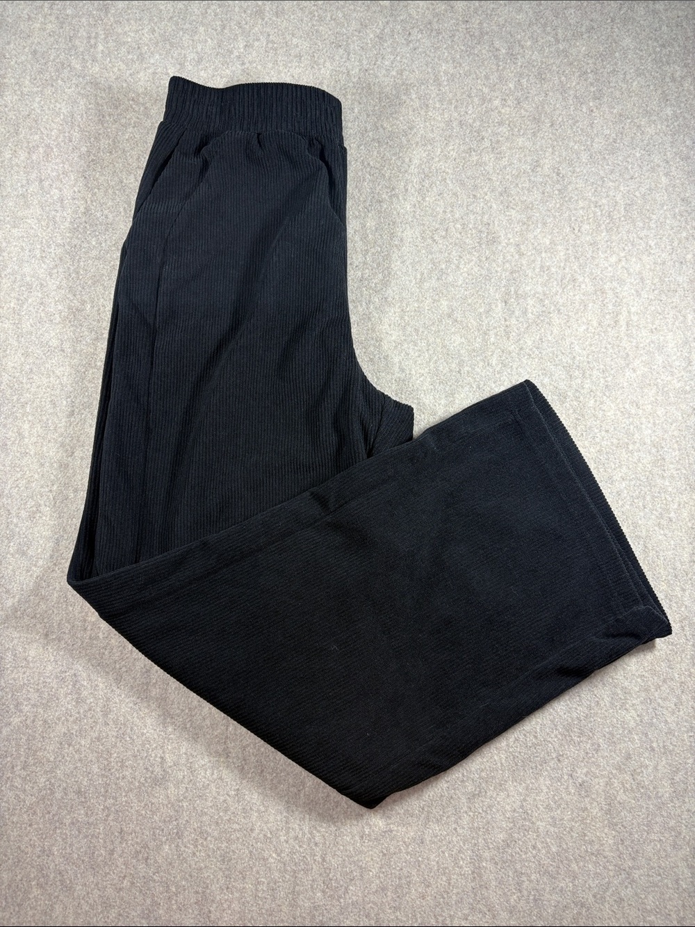 Halara Textured Knit Elastic Waist Pants Black Size Large Tall EUC